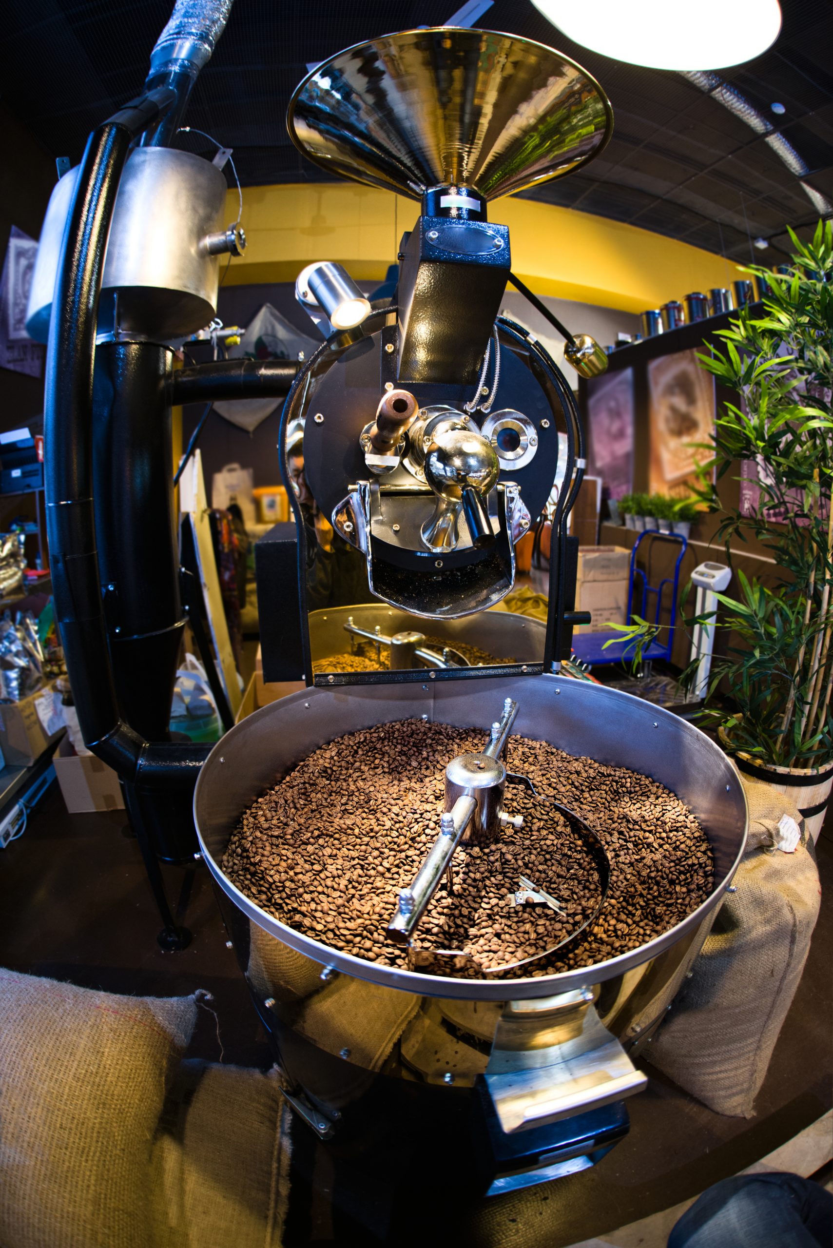 machine for roast coffee beans, vertical photo